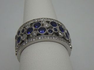 Tiffany & Co.  Platinum,  diamond and blue Sapphire Cobblestone band ring size 5.  5 6