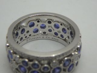 Tiffany & Co.  Platinum,  diamond and blue Sapphire Cobblestone band ring size 5.  5 8