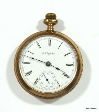 Elgin Antique Large Gf Open Face Pocket Watch Repair Not Running