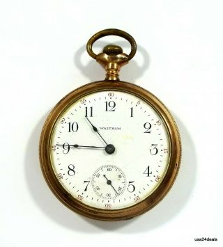 American Waltham Antique Large Gf Open Face Pocket Watch Sn 17862672 Repair