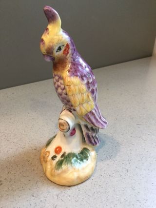 Antique Vtg Hand Painted Porcelain Parrot Bird Figurine Marked 5 "