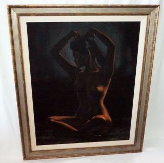 1970s Pacific Oil Painting on Velvet Seated Nude by Ralph Tyree (1921 - 1979) (Val) 2