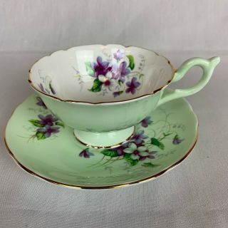 Heathcote Fine Bone China Teacup And Saucer W/multi - Color Violets