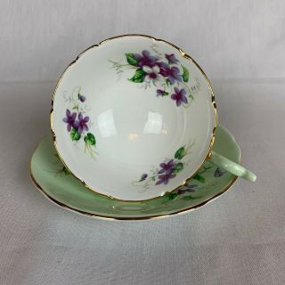 Heathcote Fine Bone China Teacup and Saucer w/Multi - color Violets 3