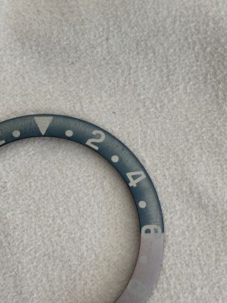 VINTAGE 1960’s ROLEX PEPSI GMT 1675 BEZEL INSERTS.  FAT FONT.  FADED. 4