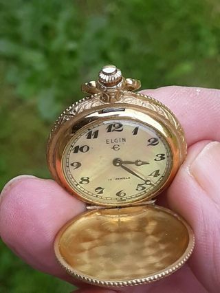 Elgin 17j Antique Fancy Case Rolled Gold Plate,  Ladies Pocket Watch