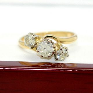 Beautifull Full 1.  00ct Yellow Gold,  Diamond Trilogy Ring Size L 