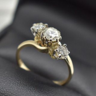 Beautifull Full 1.  00ct Yellow Gold,  Diamond Trilogy Ring Size L ' 1ct 2