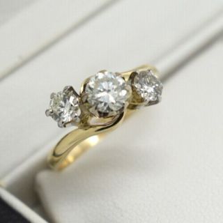 Beautifull Full 1.  00ct Yellow Gold,  Diamond Trilogy Ring Size L ' 1ct 3