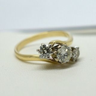 Beautifull Full 1.  00ct Yellow Gold,  Diamond Trilogy Ring Size L ' 1ct 5