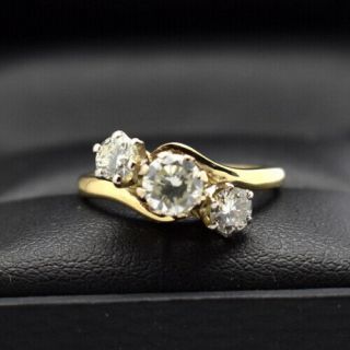 Beautifull Full 1.  00ct Yellow Gold,  Diamond Trilogy Ring Size L ' 1ct 6