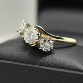 Beautifull Full 1.  00ct Yellow Gold,  Diamond Trilogy Ring Size L ' 1ct 7