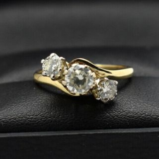 Beautifull Full 1.  00ct Yellow Gold,  Diamond Trilogy Ring Size L ' 1ct 8