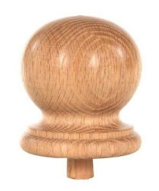Staircase Round Finial Newel Post Cap,  Red Oak Wood (3.  25 " D X 3.  5 " H) Fn - 0103