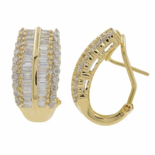 Ladies Estate 18k Yellow Gold Baguette Diamond Omega Clip Earrings - 3.  60ctw