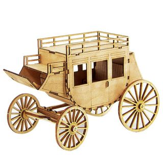 Wagon Wooden Model Kit Miniature Education Coach Carriage Western Style Deco Toy