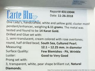 Rare 12.  3mm Cultured South Sea Pearl Pendant 2.  23ctw Diamond Large Vintage Slide 11