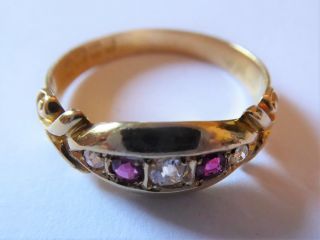 Antique Edwardian 18ct Yellow Gold,  Diamond & Ruby Engagement Ring 5