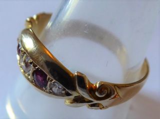 Antique Edwardian 18ct Yellow Gold,  Diamond & Ruby Engagement Ring 7