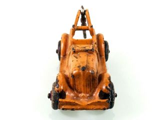 HUBLEY RARE ORANGE CAST IRON SERVICE CAR WRECKER TOW TRUCK,  RUBBER & WOOD WHEELS 3