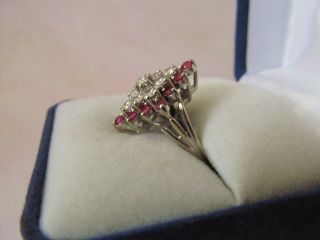 Vintage 1930s 14K 14KT WHITE Gold 1.  45 Carat Diamond Ruby Ring Size 7.  5 ODI 6