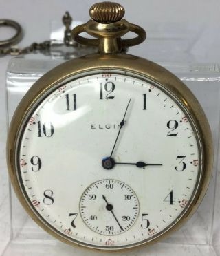 Vintage Elgin Pocket Watch With Chain 16 Size 15 Jewel Model 7 1905