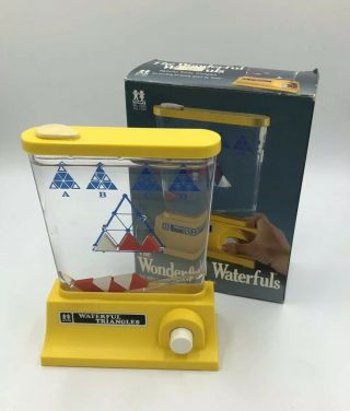 Vintage 1976 Tomy Wonderful Waterfuls Triangles Game Ring Toss (yellow) W/ Box