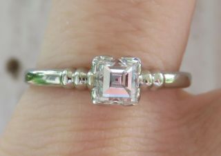 18k Antique Vintage Art Deco Vs Asscher Cut Diamond Solitaire Engagement Ring