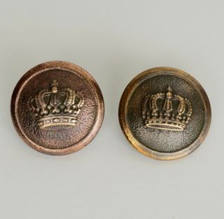 Ww1 Military Prussia German Empire Army Uniform Crown Buttons X 2 Dug Relic