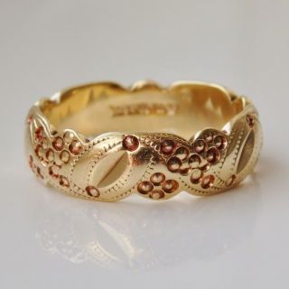 Fine Vintage 18ct Gold Engraved Wedding Band Ring; Uk Ring Size 