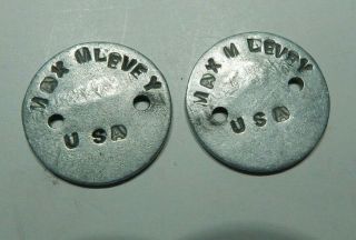 Wwi Named And Numbered Us Dog Tags -