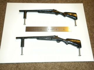 2 Cabinet / Drawer Handles In Shape Of A Rifle,  Cast Iron,  7 3/4 " Long