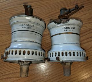 2 Jacobus Antique Enamel Gas Light Fixture Burners