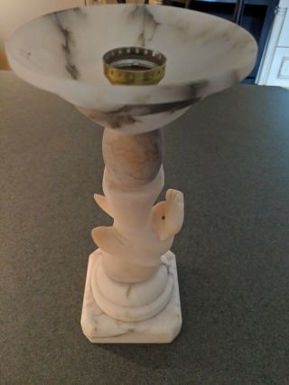 Antique Alabaster White Marble Figural Lamp Base - Bird Cockatiel
