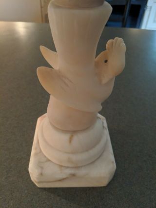 Antique Alabaster White Marble Figural Lamp Base - Bird Cockatiel 2