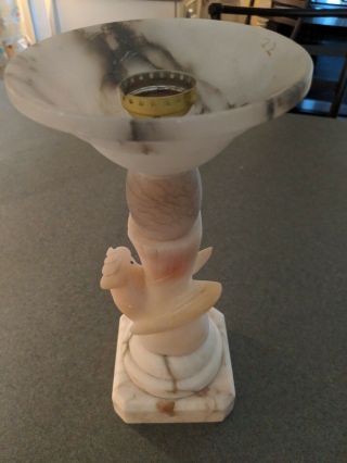 Antique Alabaster White Marble Figural Lamp Base - Bird Cockatiel 4