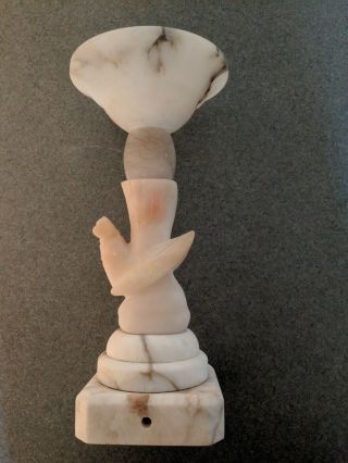 Antique Alabaster White Marble Figural Lamp Base - Bird Cockatiel 7