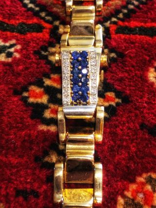 Art Deco 14k Gold Diamond & Sapphire Bracelet Watch Weighs 70 Grams Total Weight 10