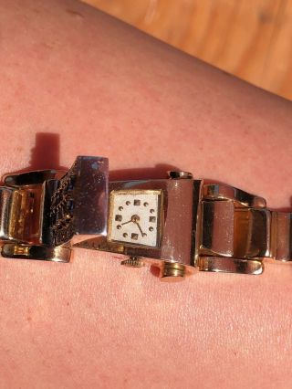 Art Deco 14k Gold Diamond & Sapphire Bracelet Watch Weighs 70 Grams Total Weight 11