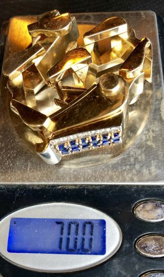 Art Deco 14k Gold Diamond & Sapphire Bracelet Watch Weighs 70 Grams Total Weight 4