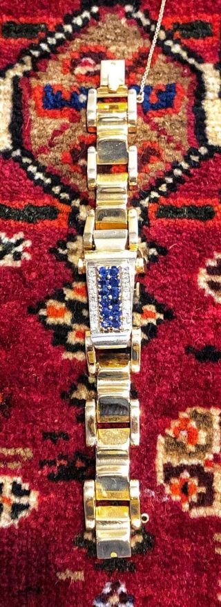 Art Deco 14k Gold Diamond & Sapphire Bracelet Watch Weighs 70 Grams Total Weight 9