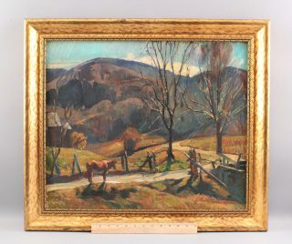 Antique William Lester Stevens Impressionist Farm Landscape & Cow Oil Painting