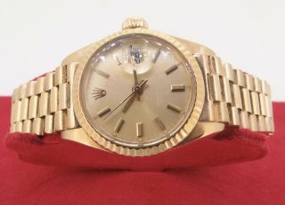 . Vintage 1981 Rolex Oyster Datejust 18k Gold Ladies Auto Watch Ref 6917