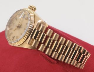 . Vintage 1981 Rolex Oyster Datejust 18K Gold Ladies Auto Watch Ref 6917 2
