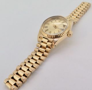 . Vintage 1981 Rolex Oyster Datejust 18K Gold Ladies Auto Watch Ref 6917 4