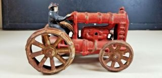 Vintage Hubley Cast Iron Red Ford Tractor Paint 3