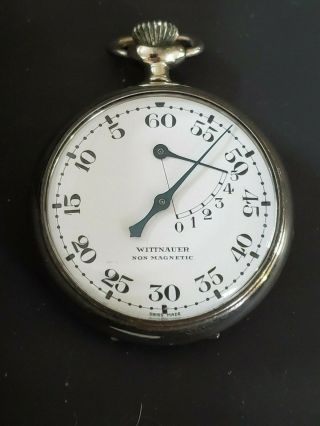 Military? Wittnauer 5 - Seconds Timer Pocket Watch,  Intersting Dial Layout,  Runs