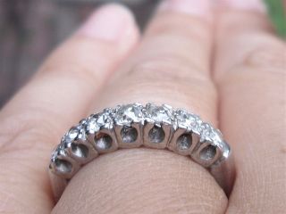 Antique 1920 ' s Old Mine Cut 7 Diamond Band Ring,  Lovely 3