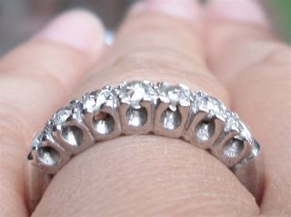 Antique 1920 ' s Old Mine Cut 7 Diamond Band Ring,  Lovely 4