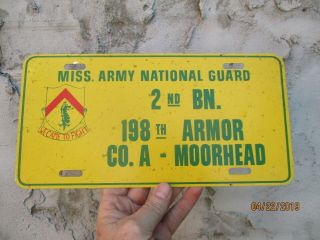Rare Vintage Moorehead Mississippi Army National Guard License Plate Tag Sign
